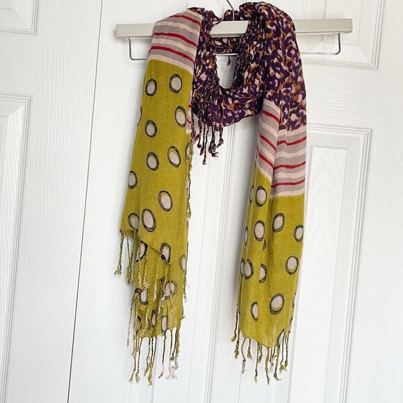 Women Viscose Fringed Scarf 68x26 In Multicolored - Picture 1 of 11